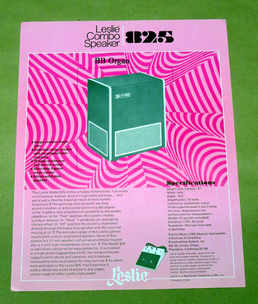 825 Leslie Speaker Product Brochure – BB Organ