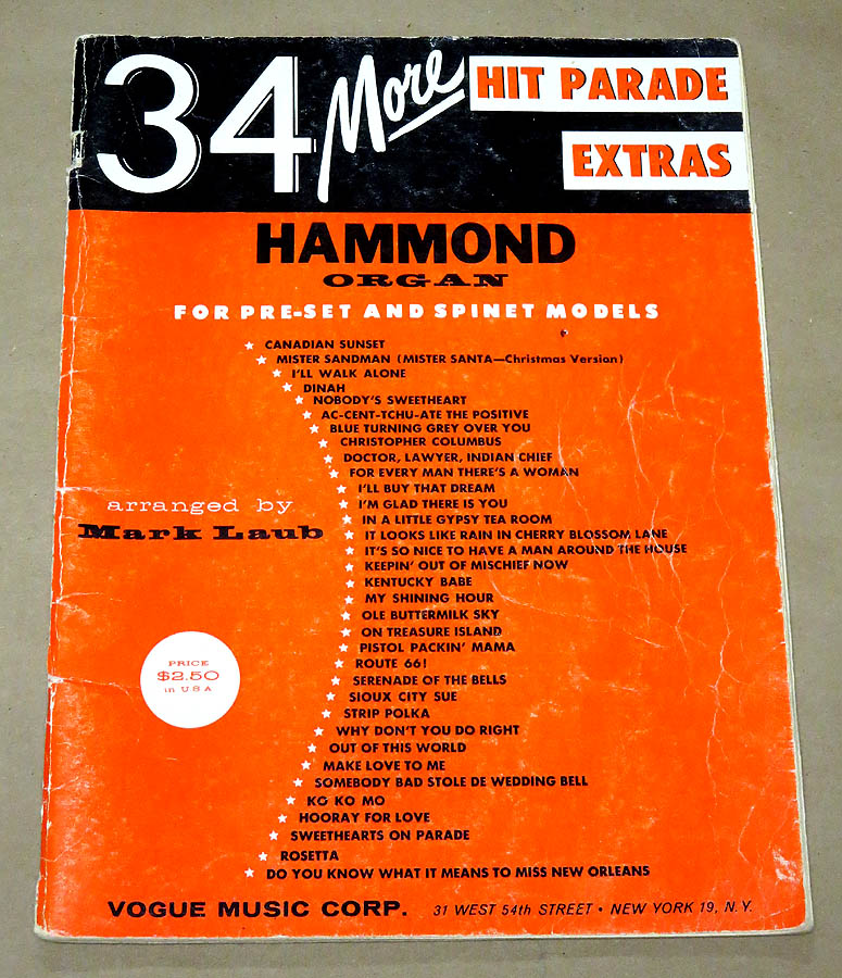 34 More Hit Parade Extras for the Hammond Organ