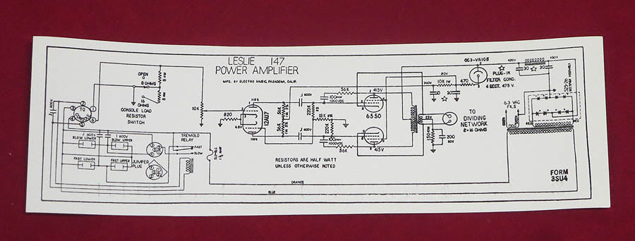 Label Sticker 147 Leslie Amp Chassis Schematic